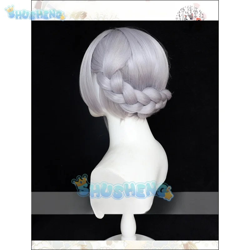 Wuthering Waves Sanhua Cosplay Wig 45cm Silver Gray Short Hair Glace Mutant Resonator Jinhsi Jinzhou Halloween Party for Women