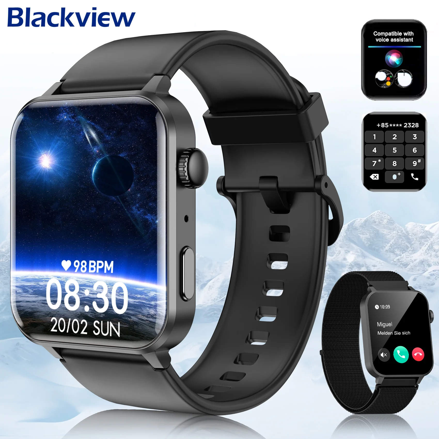 

Умные часы Blackview R30PRO с Bluetooth, мониторингом здоровья, 100+ спортивными режимами, фитнес-часы с HD TFT-экраном 1,85 дюйма для мужчин и женщин