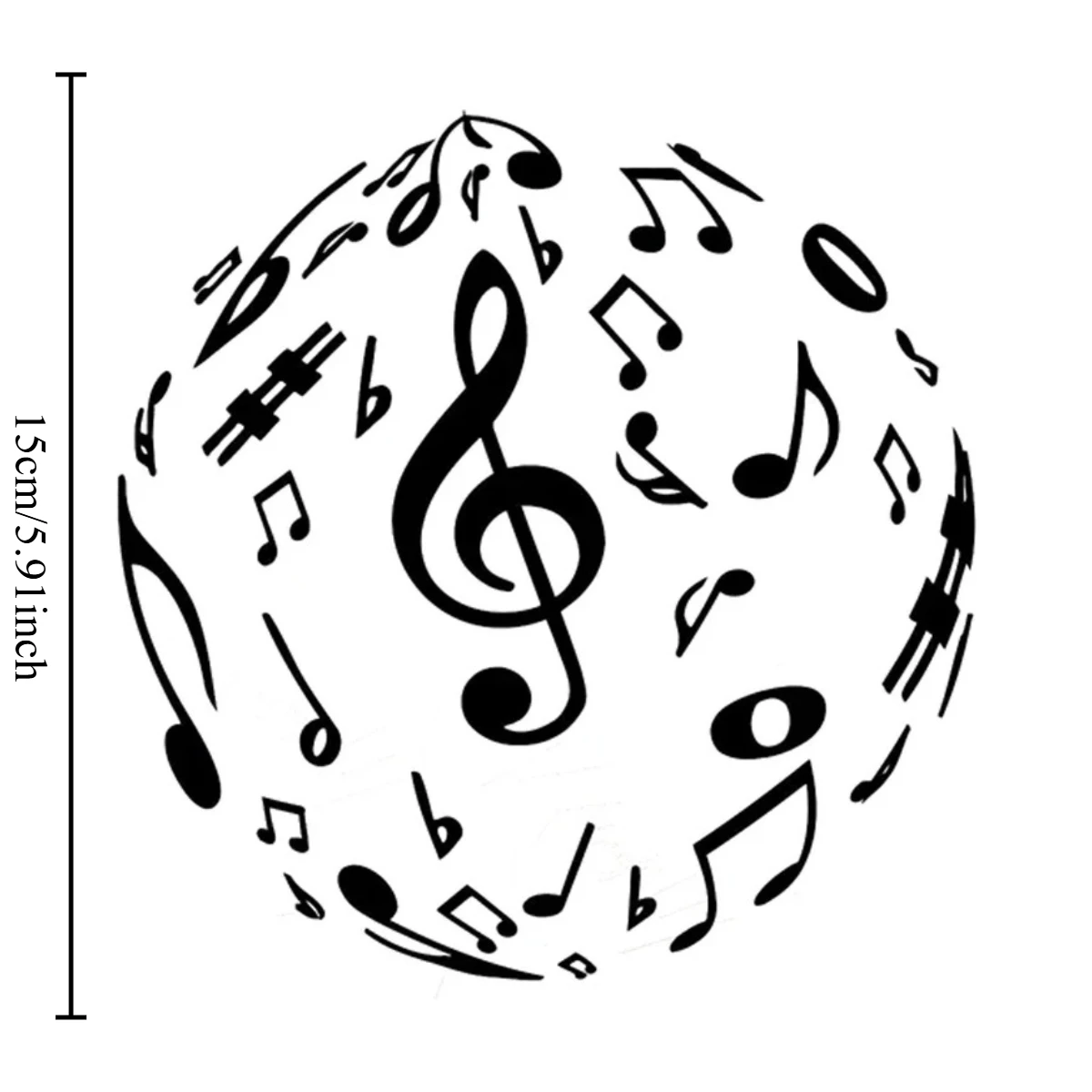 1Pc 2D Flat Round Music Note Vinyl Sticker, Waterproof UV‑Resistant Decal for Car Exterior Decor, Holiday Gift