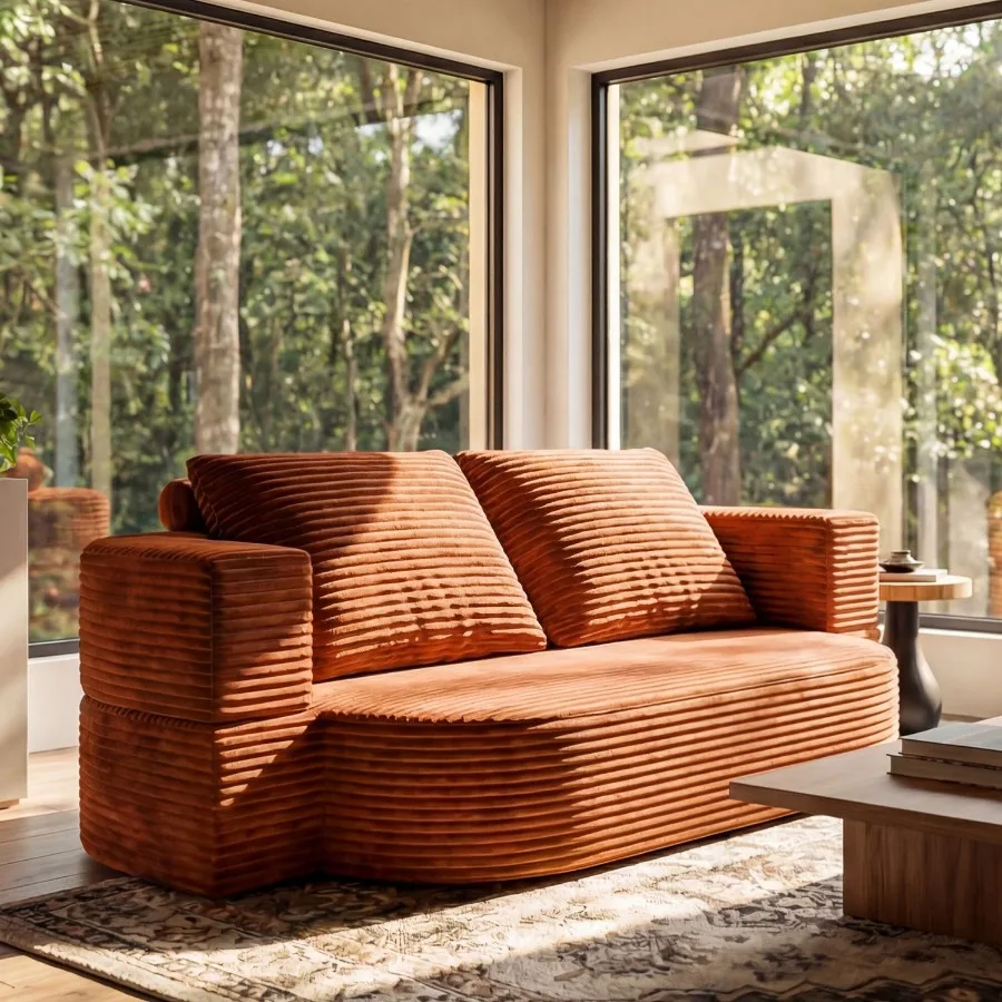 

78.7 Full Size Floor Sofa Folding Queen Sleeper Couch Futon Loveseat Sofa Plush Corduroy Foam-Filled Sleeper Couch Bed Fold Mat