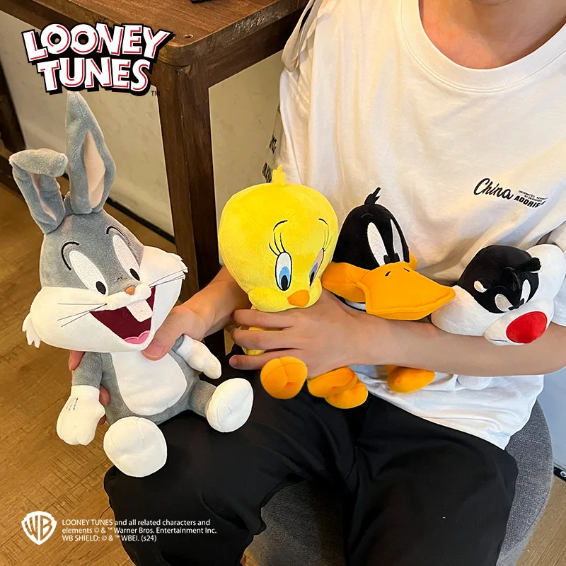 Original looney tunes bugs coelho brinquedo de pelúcia figuras ação tweety pássaro lola pato daffy anime dos desenhos animados peluche