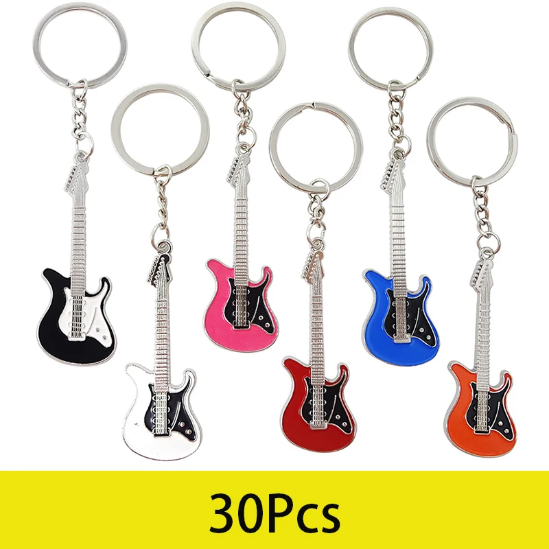 

30Pcs Guitar Keychains Best Friend Keychains Bass Keyring Key Rings Holiday Gift Charm Keychain Instrument Keychain