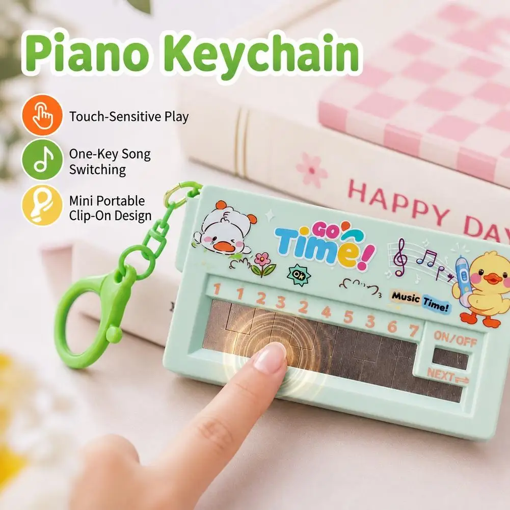 Mini Touch Piano Musical Keychain Portable Stress Relief Educational Backpack Charm Cute Kids Party Favor Gift Keychain Toy