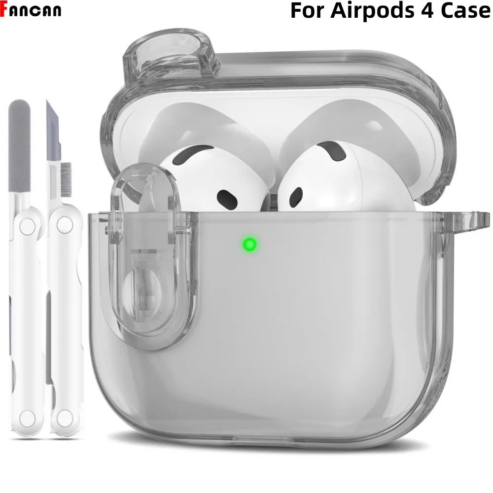 New For Airpods 4 Bluetooth Earphone ANC Wireless Headphone Earbuds with Cleaning Kit Noise Cancelling Clear Case For Airpods 4