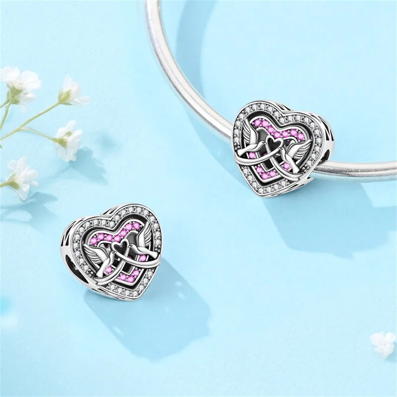 925 Sterling Silver Praying Hand Charms Pendant Virgin Mary Peace Dove Zircon Pendant Beads For Women DIY Bracelet Jewelry Gift view 6