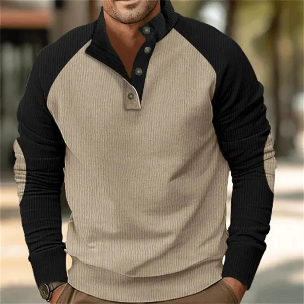 Y2K Mens Hoodie Patchwork Contrasting Striped Long Sleeved Hoodie Autumn Casual Sports Breathable Middle-Aged Top Men's Clothing