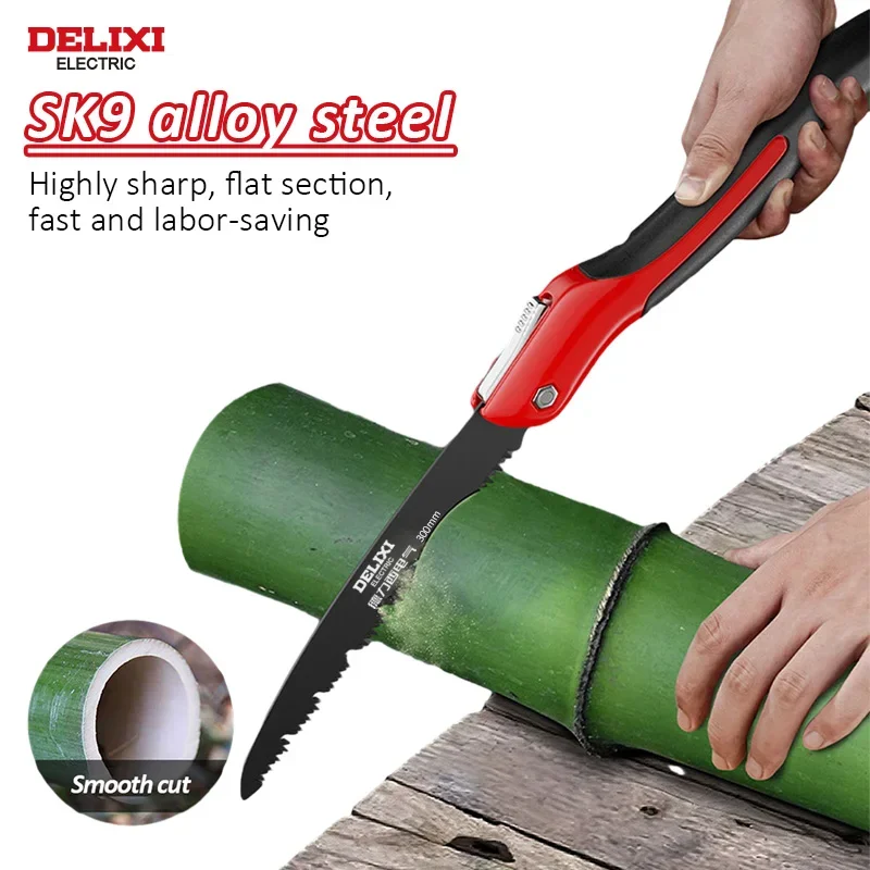 DELIXI ELECTRIC Tree Saw Household Small Hand-held Woodworking Wood Fast Folding Outdoor Logging Hand Saw(250mm/350mm)