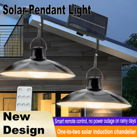 Solar Pendant Light Led Solar Single/Double-head Lamp Outdoor Waterproof Chandelier with Remote Control Indoor Shed Barn Room