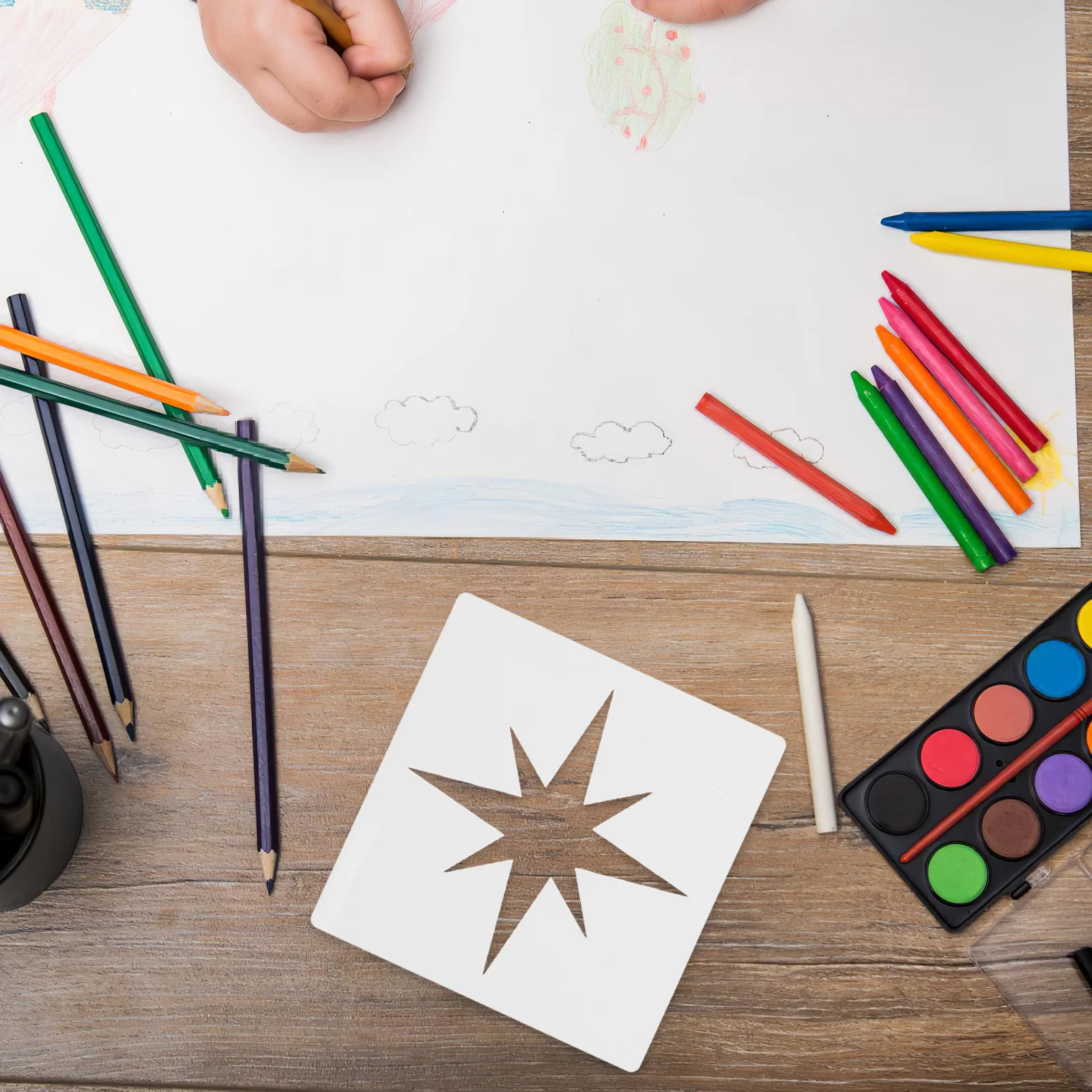 

8pcs Star Painting Template Reusable Plastic Stencil For Diy Wall Fabric Craft Decoration Hollow Design Drawing Art