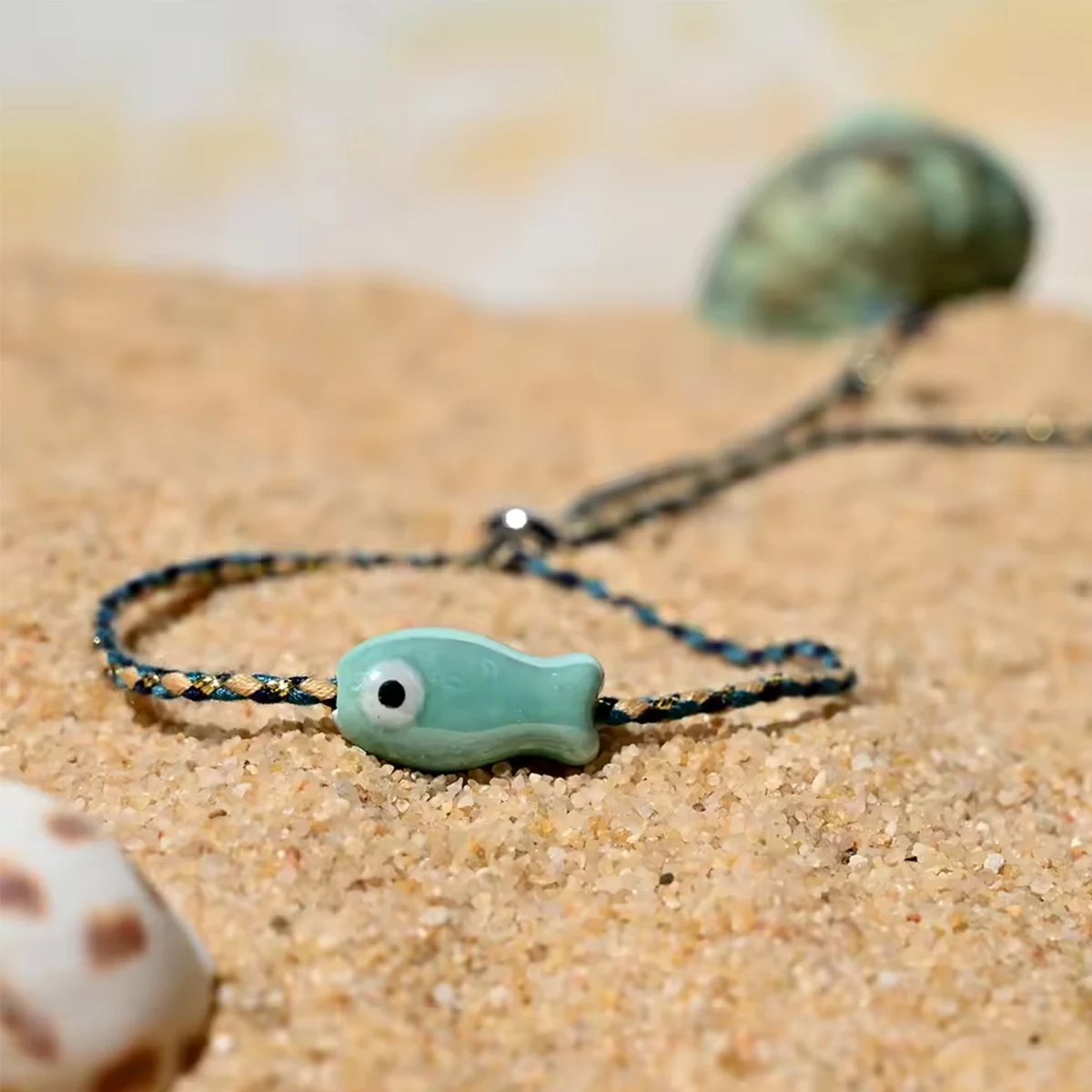 Trendy Multicolored Pull - String Ceramic Fish Bracelet Jewelry Bohemian Style Ideal for Wrist and Ankle Jewelry For Women image 2