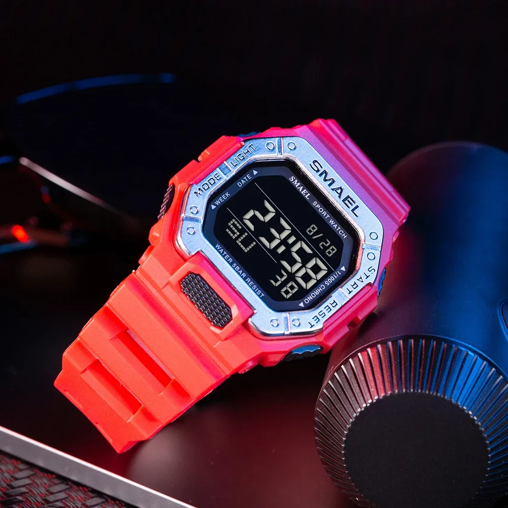 SMAEL-reloj deportivo para hombre, cronógrafo electrónico, resistente al agua hasta 50m, con luz nocturna, para exteriores, 8059