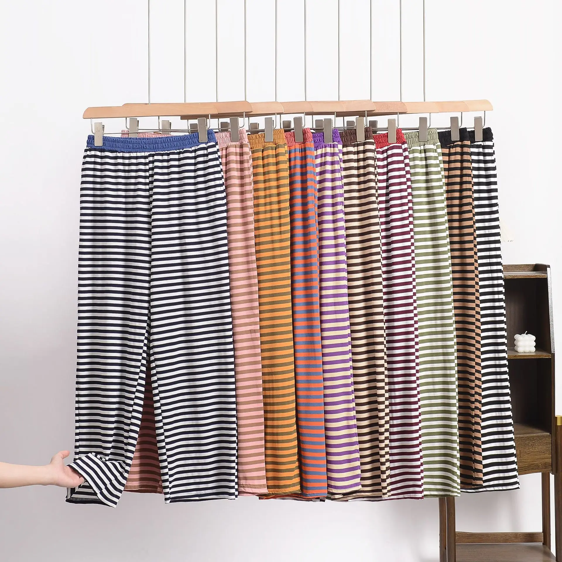 

От XL до 8XL, модные брюки в полоску больших размеров, летние легкие брюки для отдыха, повседневная домашняя одежда, брюки