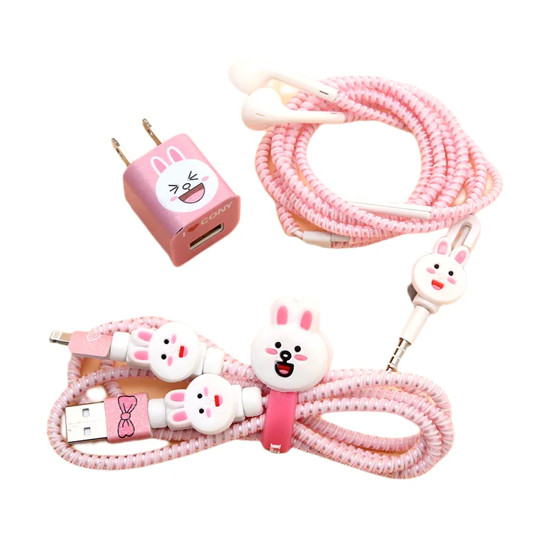 Disney Cartoon Cable Winder Set USB Charger Cable Protector For Apple IPhone For Samsung Xiaomi Huawei Cable Protect Decoration