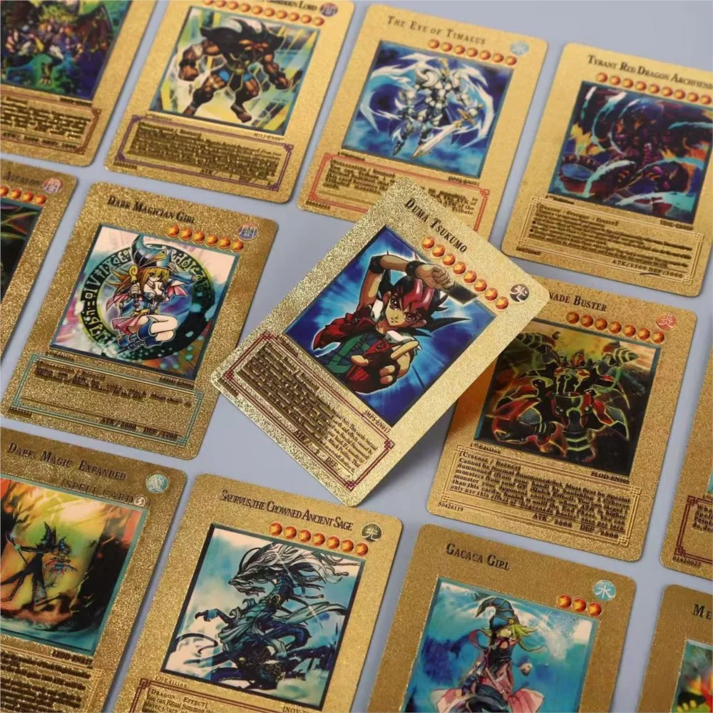 Neue 55-teilige Goldfolien-Kartenpackungen ohne Duplikate für Yugioh, seltene goldene Karten, coole Sammler-Geschenke, Spielzeug