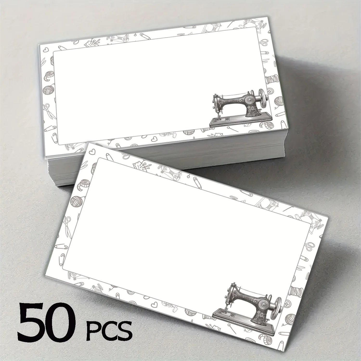 50PCS Sewing Themed Blank Message Cards, Business Cards, White Greeting Cards, Uncoated, Seamstress Gifts, Sewing Supplies List