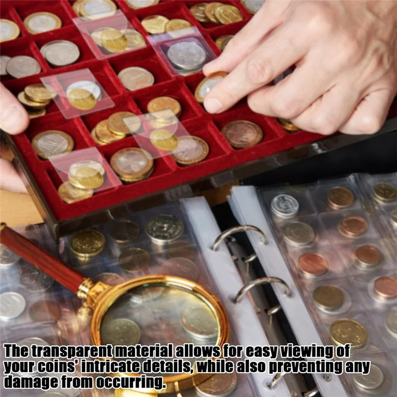 150 pezzi portamonete con tasca singola portamonete 2,2 x 2 pollici portamonete in plastica PVC portamonete (quadrato)-AT35