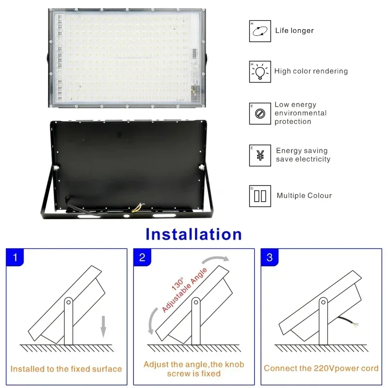 야외 LED 투광 조명, 벽 램프 반사판, LED 가로등, IP65 방수, 110V, 220V, 50W, 100W, 150W, 200W