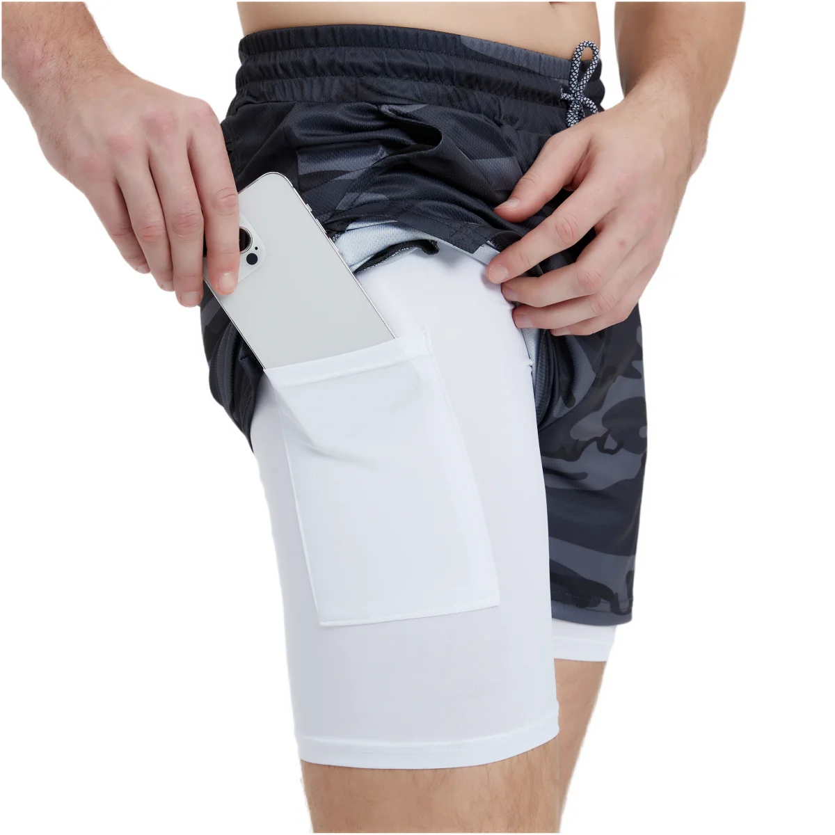 Shorts esportivos de secagem rápida para homens, 2 em 1, corrida, fitness, musculação, treino, praia, corrida, novo, 2024