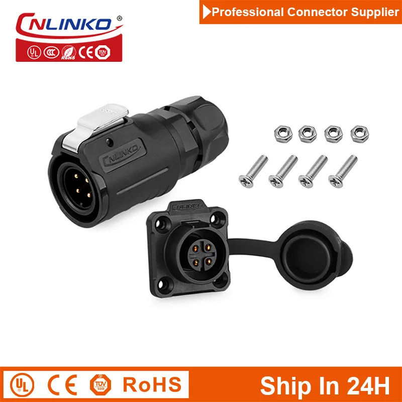 

Cnlinko LP16 Plastic 4pin M16 IP67 Waterproof Cable Power Connector Plug Socket Wire Joint Contact for UAV LED Medical Aviation