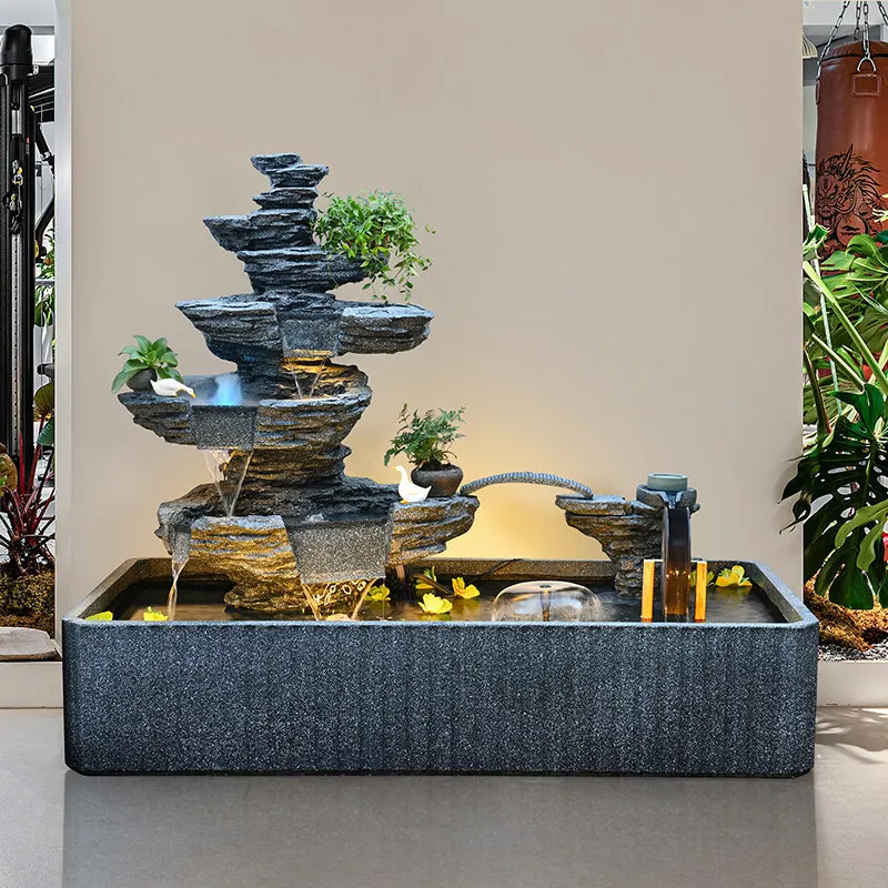 Outdoor rockery fountain, courtyard garden fish pond landscape, indoor balcony office ornament