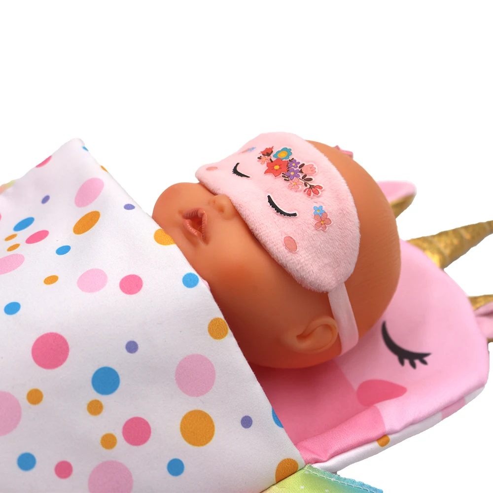 Saco de dormir para muñecas de 43cm, almohada de unicornio encantador, accesorios para muñecas recién nacidas, regalo de cumpleaños para niña