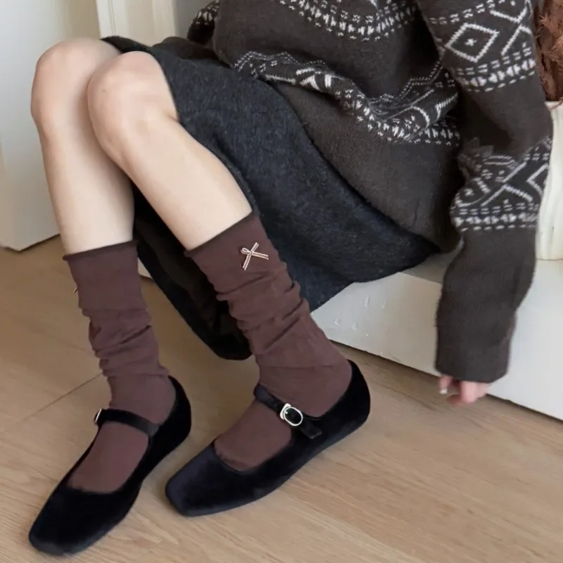 

Милые шелковые шерстяные носки для девочек, женские милые носки с бантом и пузырьками, корейские модные мягкие студенческие носки