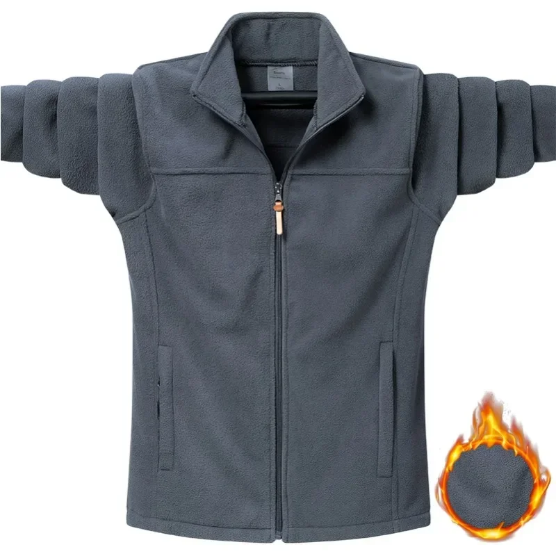 Plus Size Soft Men's Fleece Jacket Coat Men Windbreak Thick Warm Fleece Jacket Men Winter Sports Top Work Male Outerwear 8XL 7XL