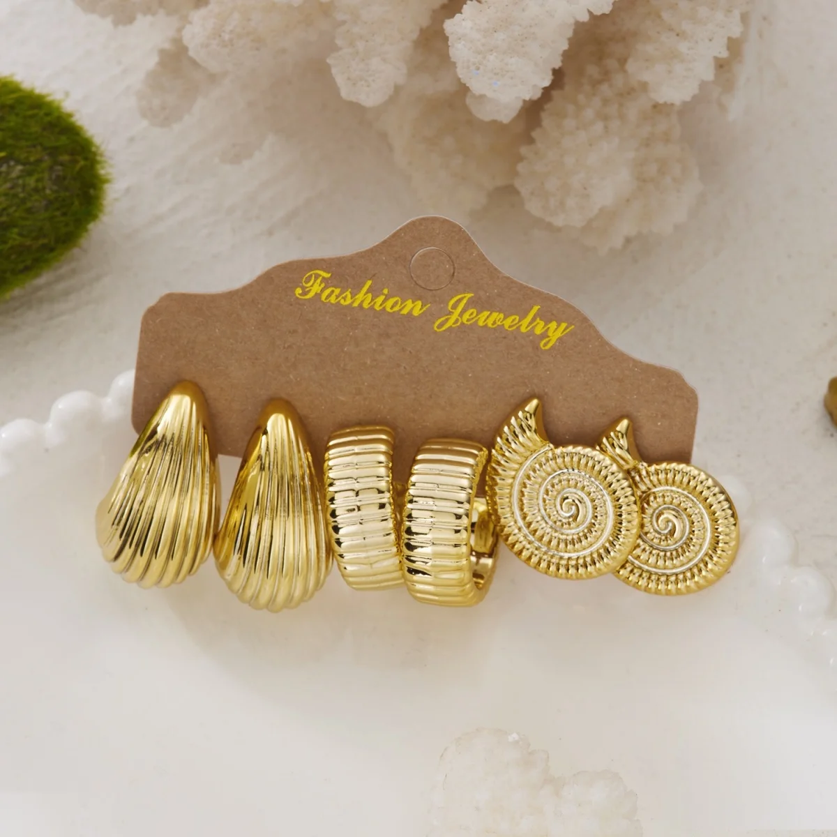 Bohemian Seestern Lava Wassertropfen CCB Ohrstecker-Set für Damen und Herren Muschel C-förmige Ohrringe Sommerurlaub Party Schmuck – Detail 15