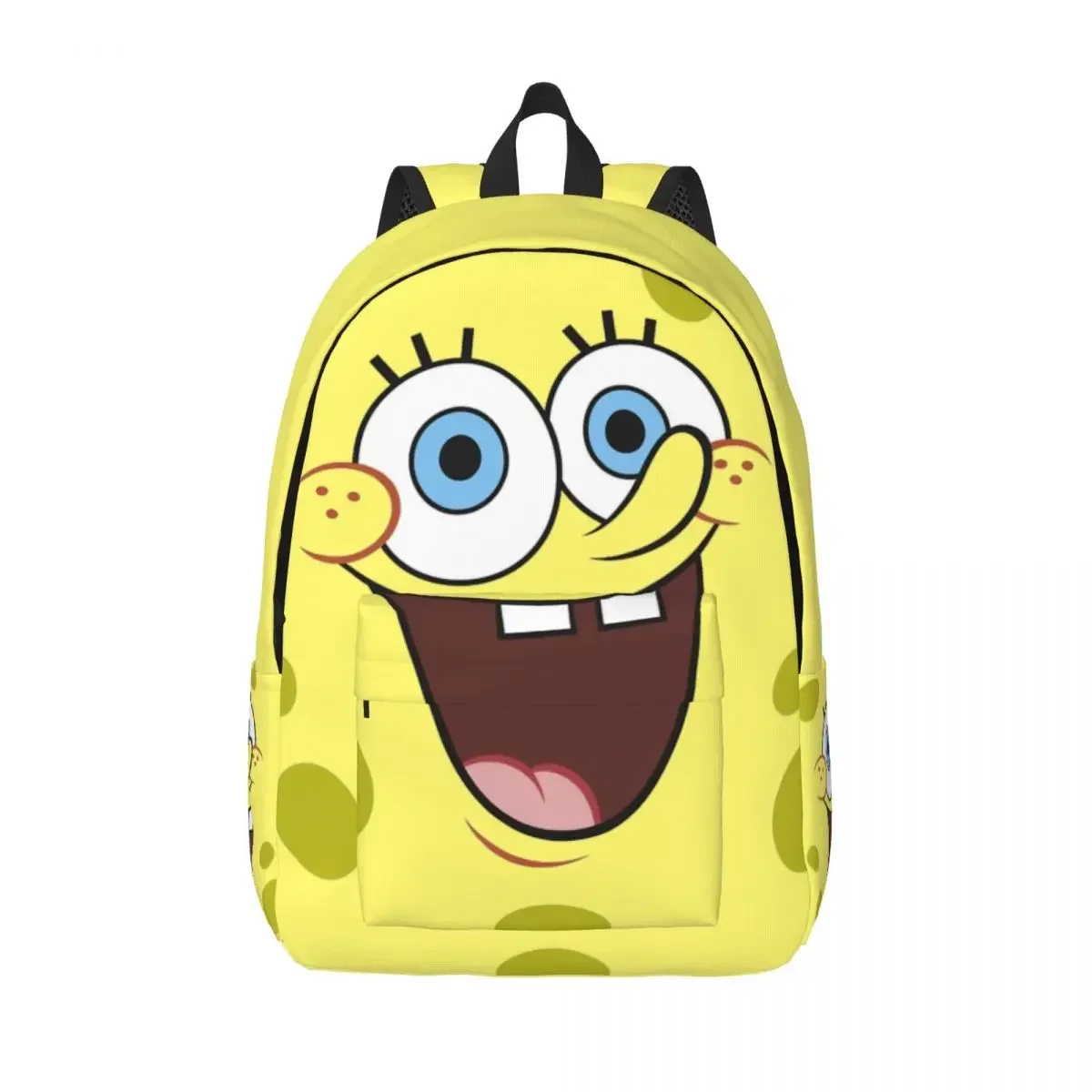 SpongeBobing Face Backpack for Boy Girl Kid Student School Bookbag Cartoon Canvas Daypack Preschool Kindergarten Bag with Pocket