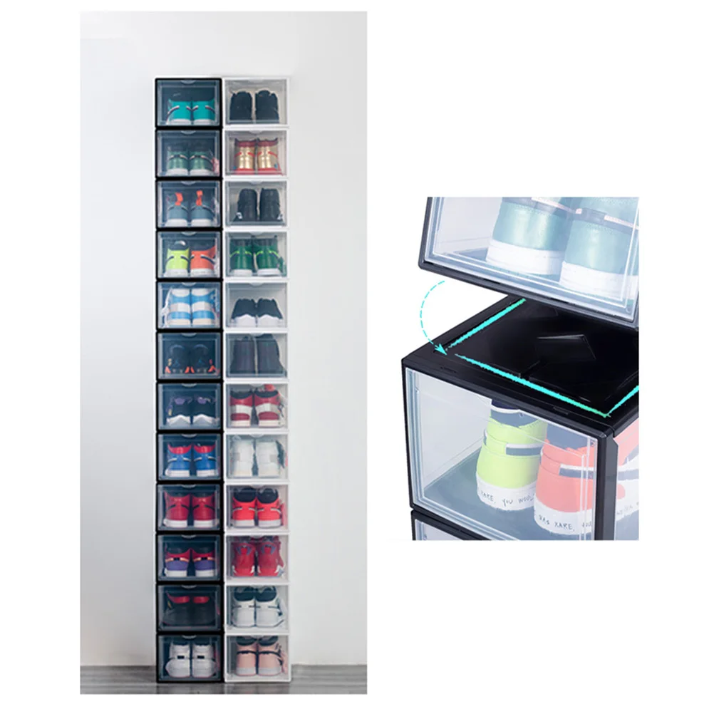 

Plastic Shoe Boxes Transparent Storage Containers Clear Organizers Dustproof Assembly Wardrobe Solutions Home Organization