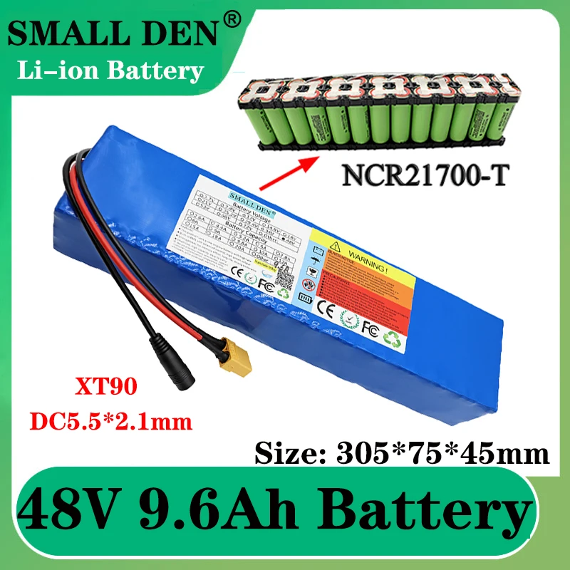 

48V 9.6Ah NCR21700-T lithium-ion battery pack 13S2P 500W-800W high-power battery 54.6V built-in BMS