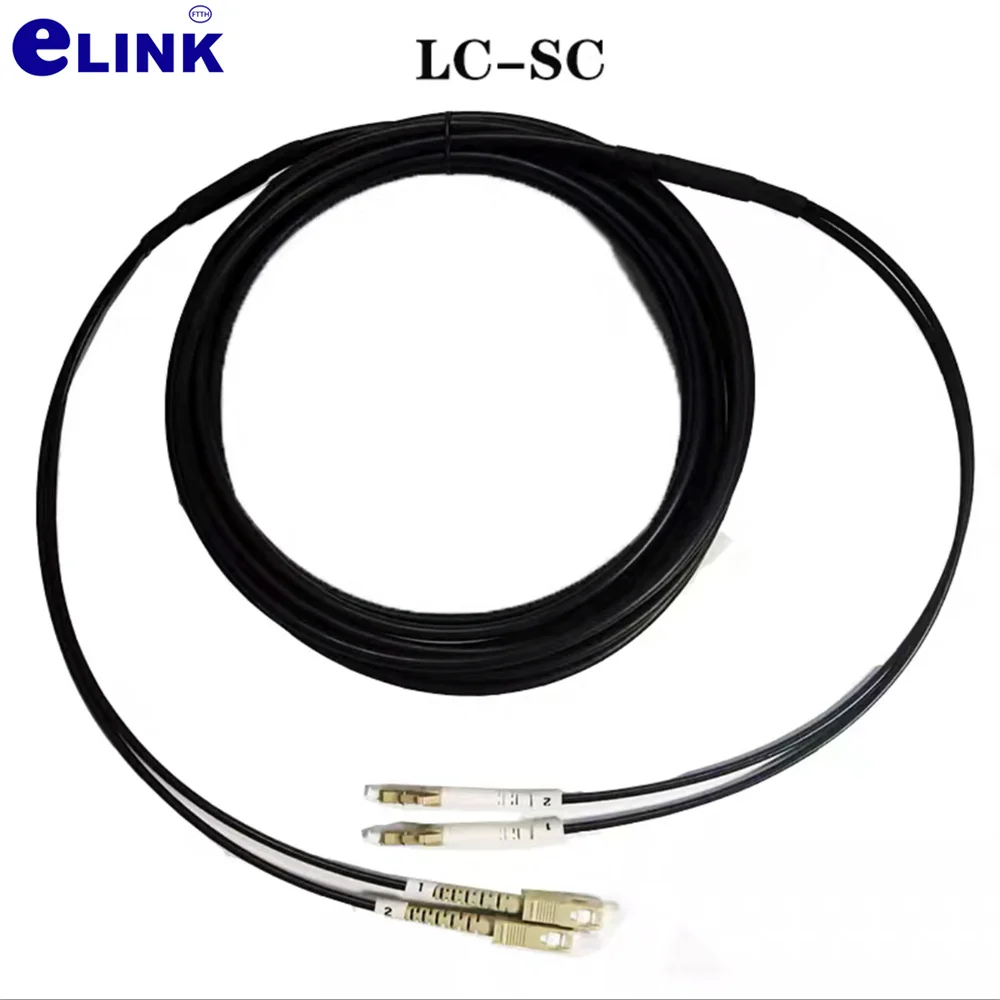 2 núcleos OM4 TPU cable de conexión de fibra blindada 100m150m200m300m 2C SC LC FC ST 5mm 450m multimodo 2 fibras puente de fibra óptica al aire libre