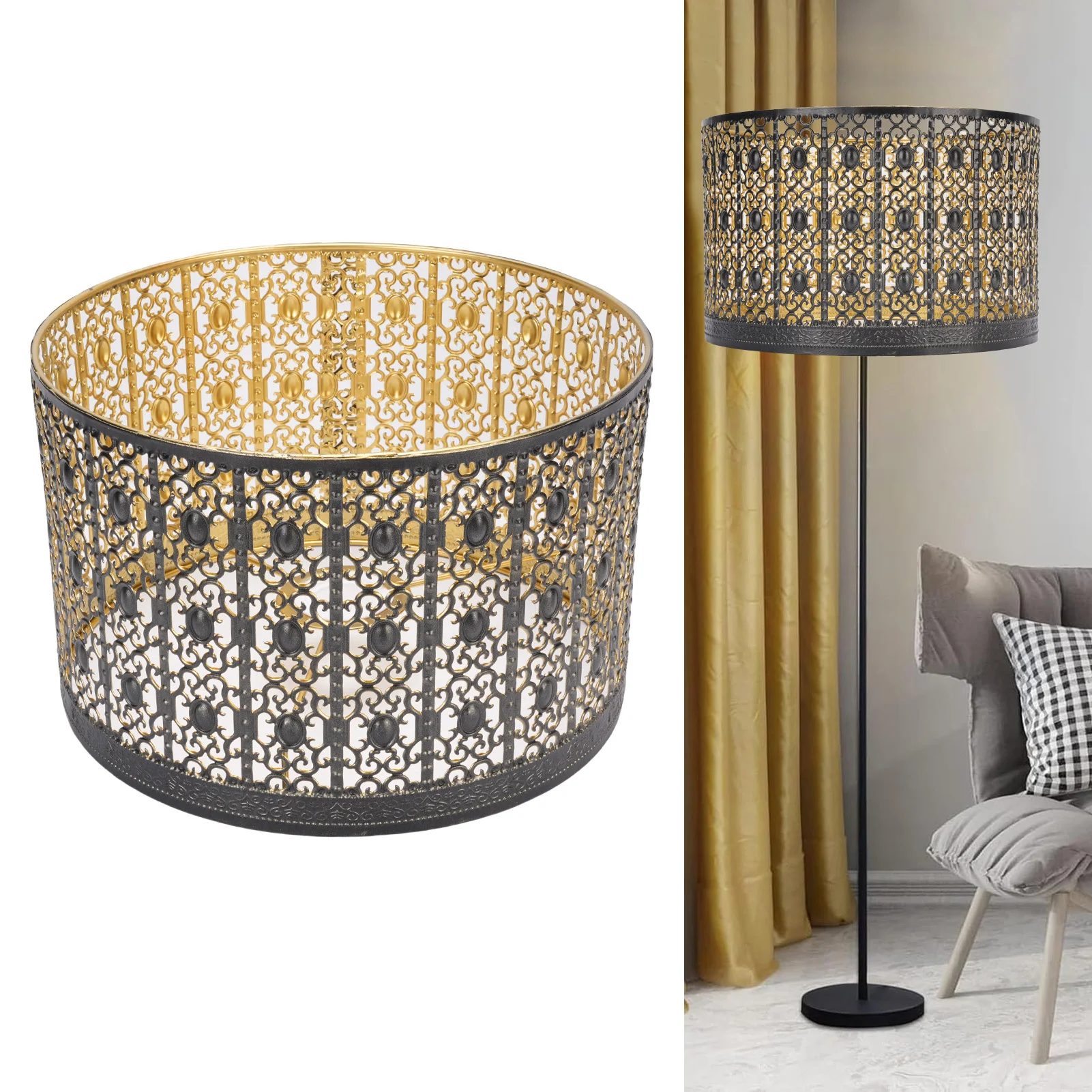 

Metal Lamp Shade High Light Transmittance Modern Decorative Hollow Iron Lampshade For E14 E27 Bulbs