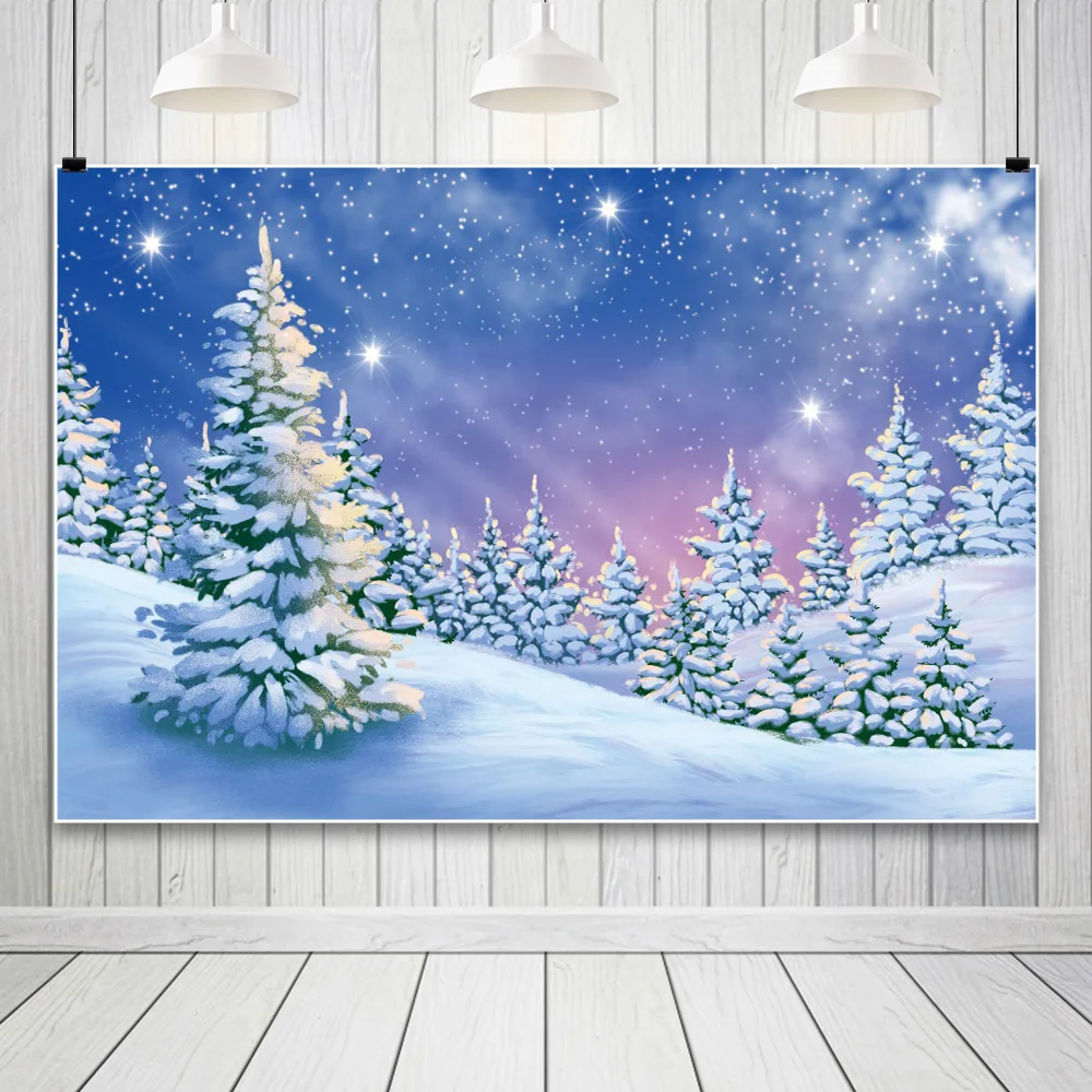 Yeele Winter Forest Background Snowy Mountain Covered Nature Scenery Christmas Pine Tree Photography Backdrop Photo Studio Props