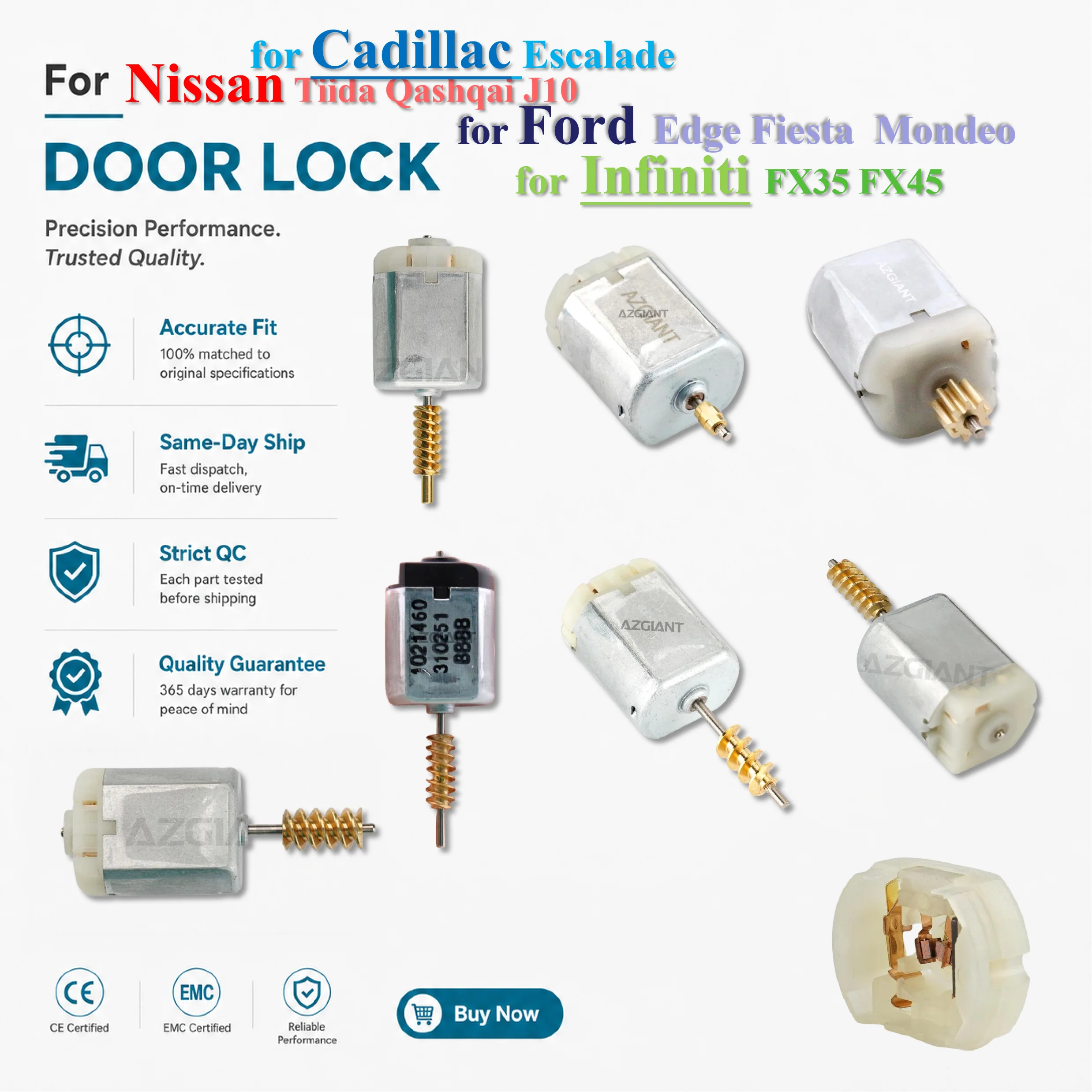 DC motor for Nissan Tiida Qashqai J10 Infiniti FX35 FX45 Ford Edge Fiesta Mondeo Cadillac Escalade Door Lock Actuator 12V