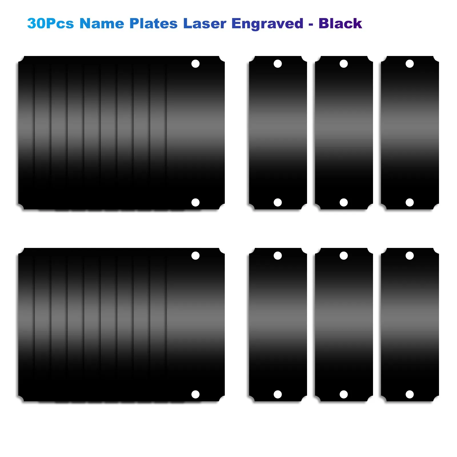 30Pcs Name Plates Laser Engraved,Stamping Blanks Tags For DIY Making -Notched Corner (Black/Gold)