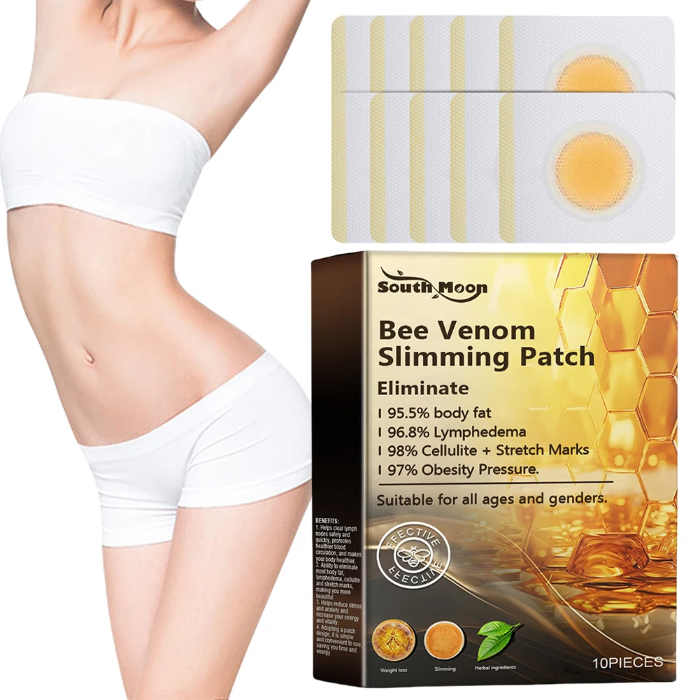 10Pcs Bee Venom Slimming Patches Body Shaping Bee Venom Lymphatic Drainage Slimming Patch Belly Slimming Patch for Female Male