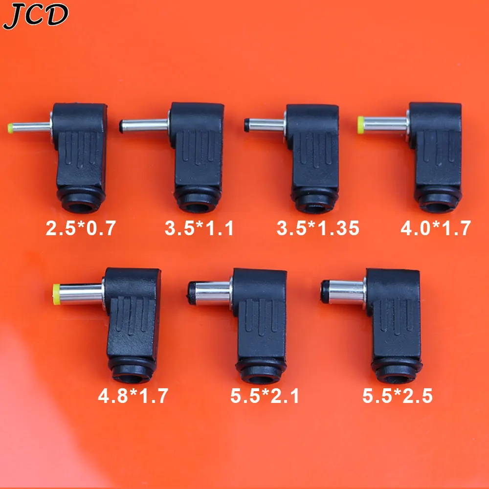 JCD 1PCS Male DC Power Plug Connector 90 degree L Shaped plastic 5.5*2.5 5.5*2.1 4.8*1.7 4.0*1.7 3.5*1.35 3.5*1.1 2.5*0.7mm