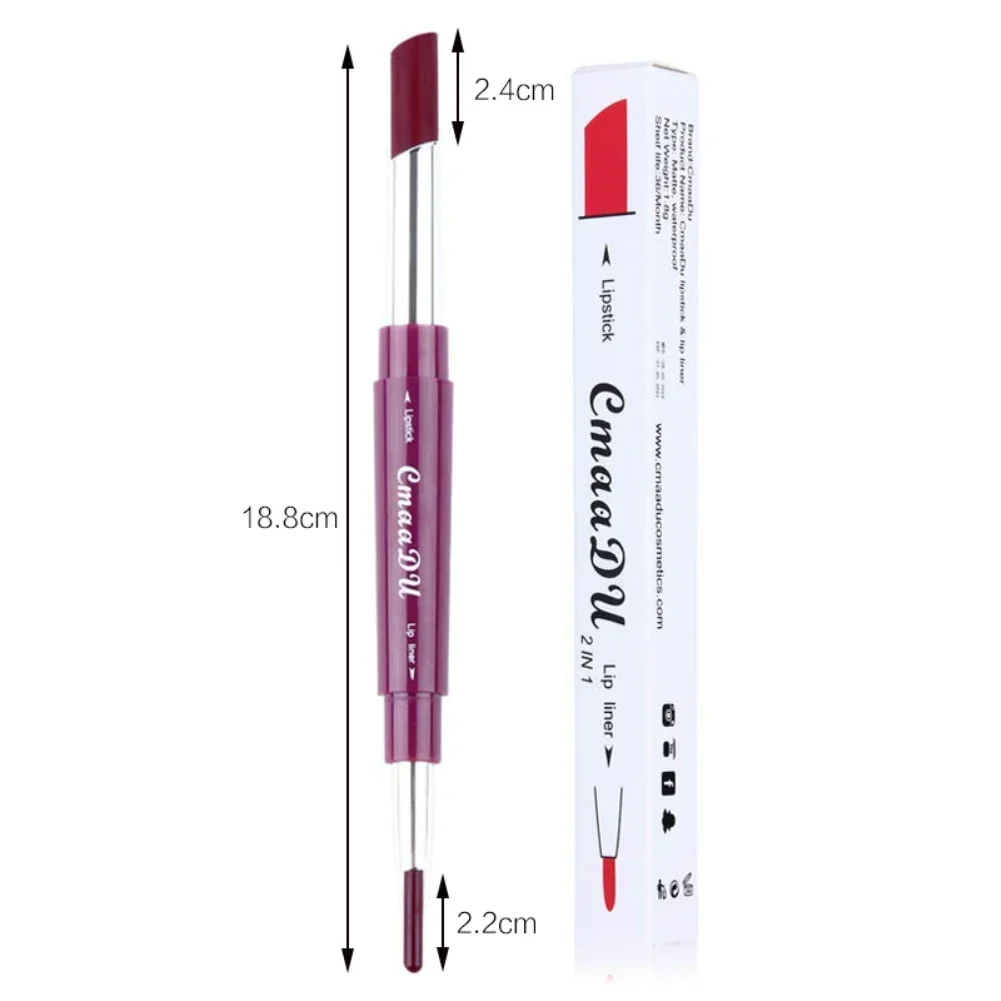 Heallor-Rouge à lèvres CmaaDu, 6 couleurs, longue durée, 2 en 1, crayon Jules Liner 256, rouge à lèvres hydratant imperméable, maquillage Co, 1 pièce