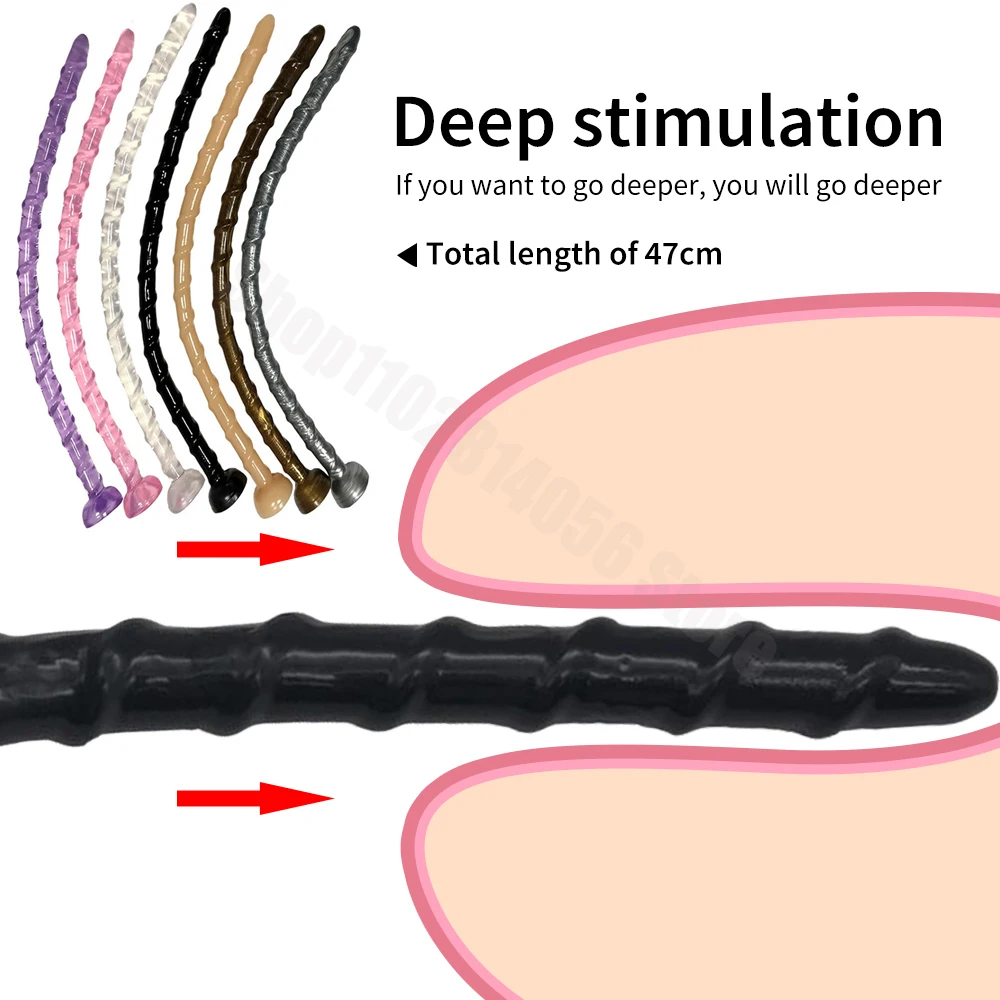 Consoladores de látigo largo para hombre y mujer, tapón Anal de silicona, Bdsm juguete sexual, masajeador de próstata, tapón Anal, dilatador de masturbación, tienda erótica, 47cm