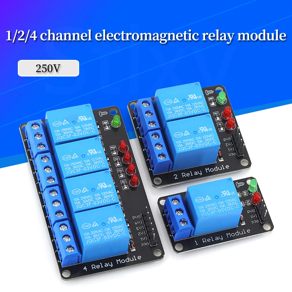 

3V 1/2/4 channel relay module low level triggered luminous relay output relay module adopts 8550 transistor driving ability