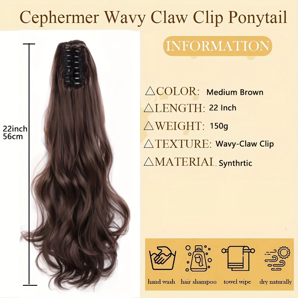 Body wave Curly Claw Clip In Hair Extensions Ponytail Synthetic wig 22inch long Hairpiece braids Ponytail Elegant women hair wig