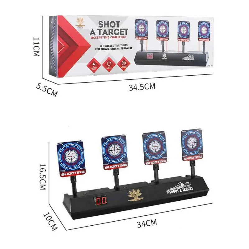 2025 versão atualizada do alvo de tiro de retorno totalmente automático, pontuação de som e luz, prática de tiro de bala macia
