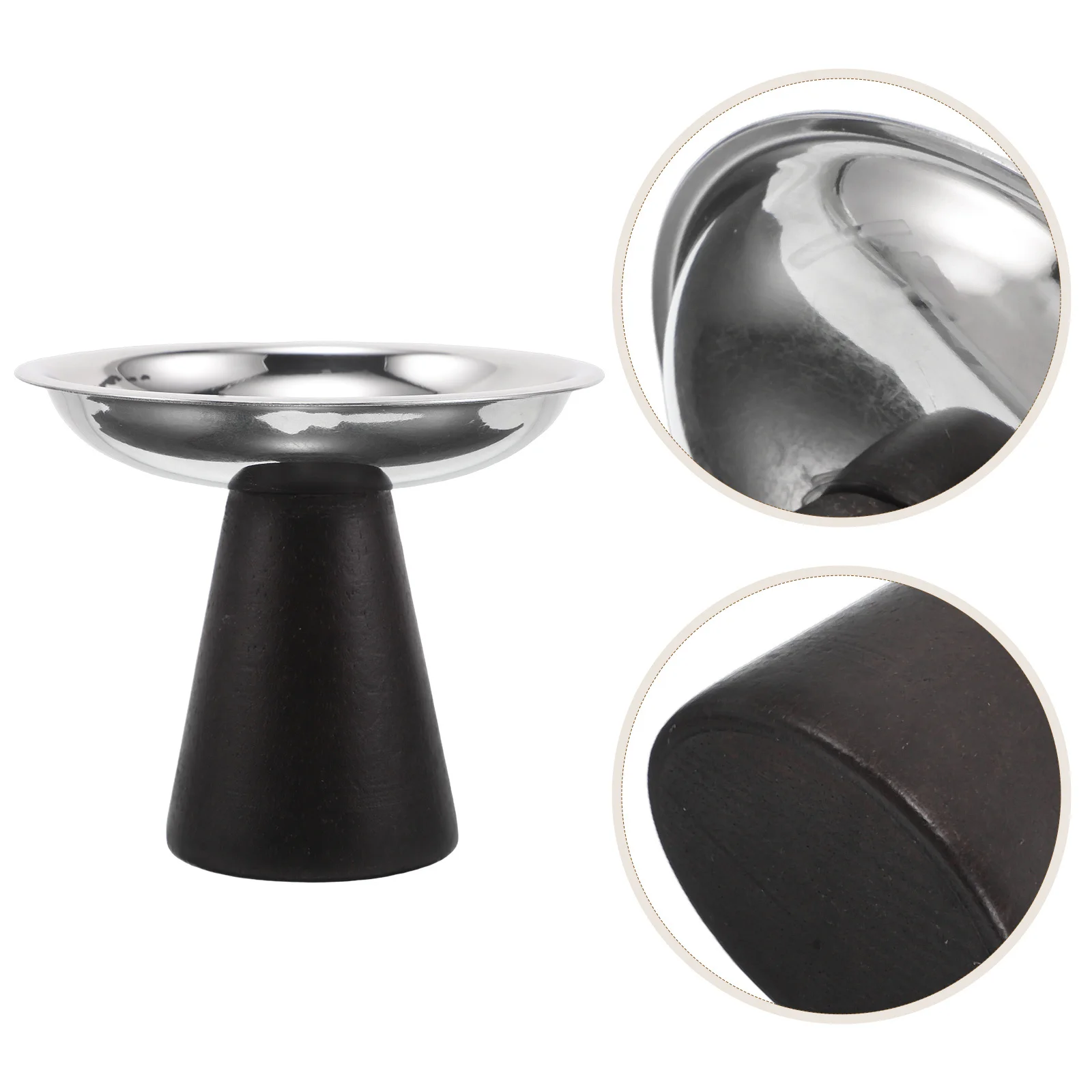 

100Ml Stainless Steel Dessert Bowls Footed Sundae Cups for Ice Cream Pudding Parfait Goblet Vintage Wood Base Serving Bowl