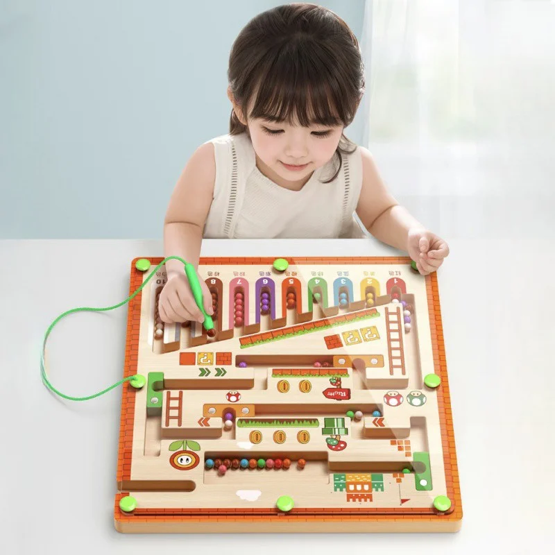 Giocattolo labirinto magnetico STEM: gioco di abbinamento e conteggio dei colori, allenamento per il pensiero logico, gioco da tavolo educativo per ragazzi e ragazze