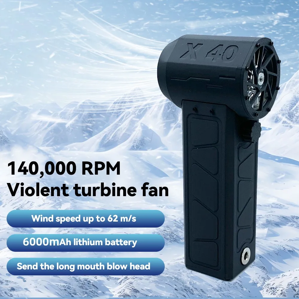 40mm 140000RPM Mini Turbo Jet Fan Brushless Motor Handheld Duct Fan Portable Turbo Fan Type-C Charging with Power Display