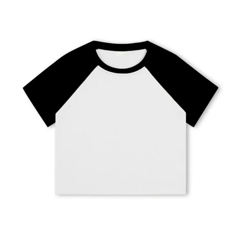EBAIHUI Raglan Sleeve Color Block Design Women's T-shirt Simple and Versatile Ladies Top Summer Round Neck Short Casual Tees