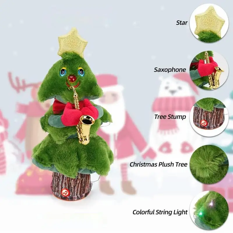 Singing and dancing Christmas tree doll Musical Christmas decoration toy with recording and playback function With musical light