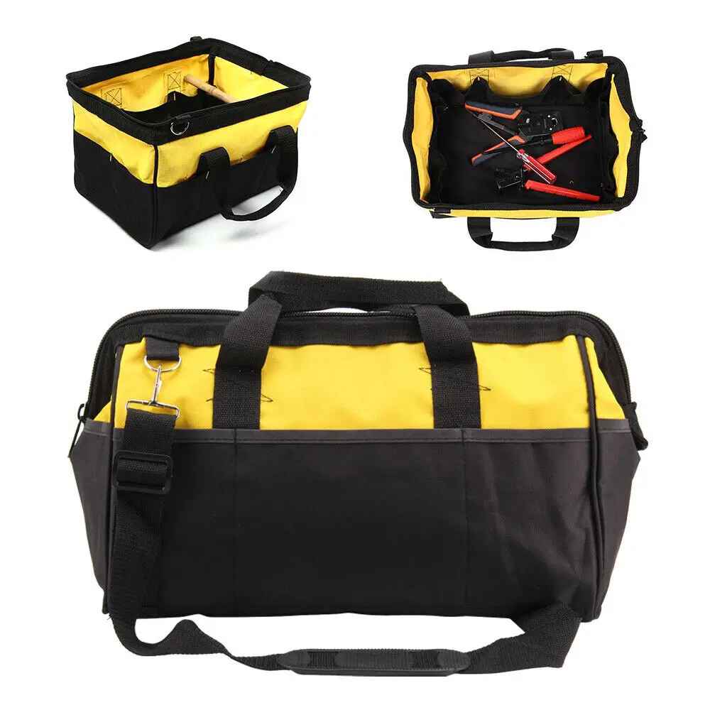 16 Inch Tool Storage Bag Hard Bottom Heavy Duty Toolbag With Pockets Repair Installation Hardware Tool Handbag For Electrician