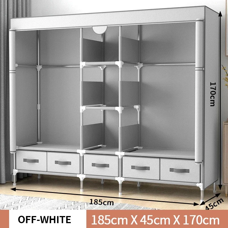 Clothing Cupboard Large-sized Moisture-proof and Dustproof Cloth Wardrobe Open Closets With 5 Bedroom Furniture 185cm Cabinets